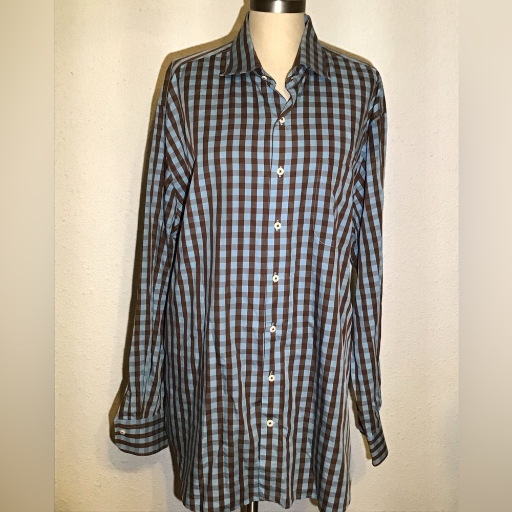 Peter Millar Gingham Plaid Button Shirt size XL